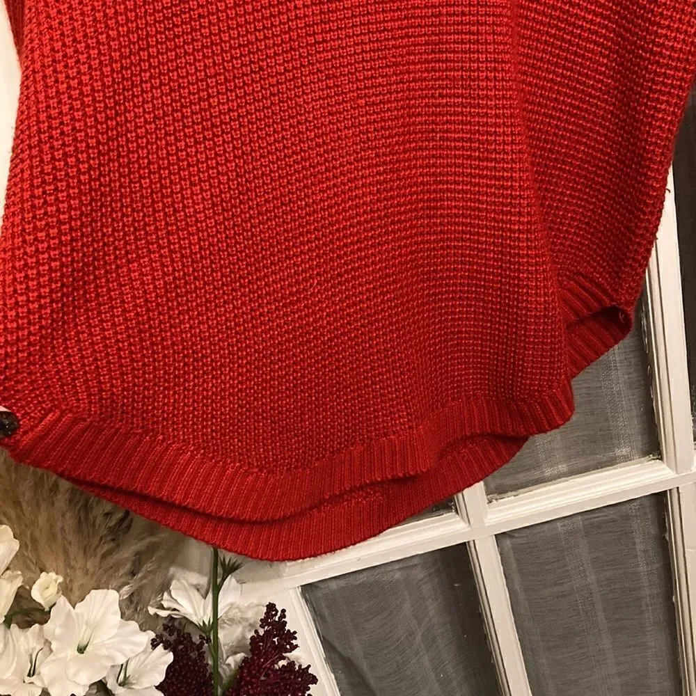 Red Waffle Knit Calvin Klein Cowlneck Sweater